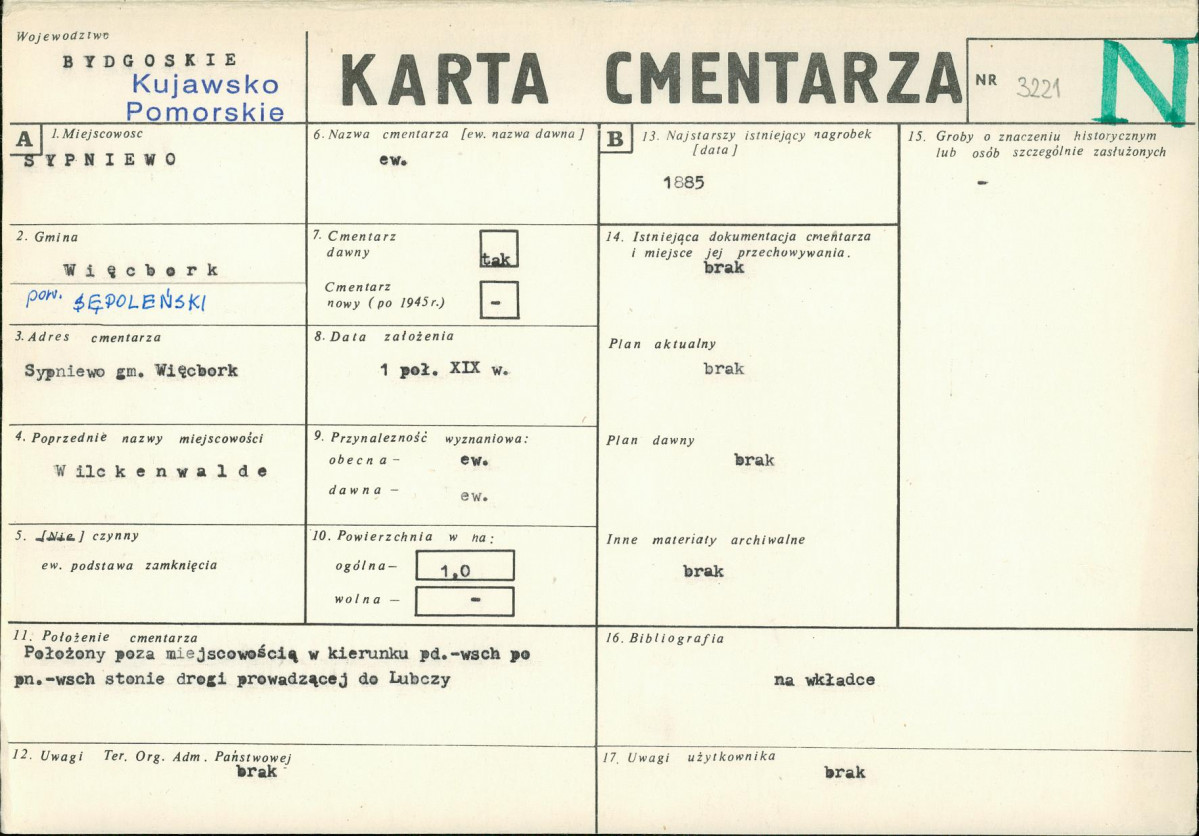 KC - Karta cmentarza, skan nr 1