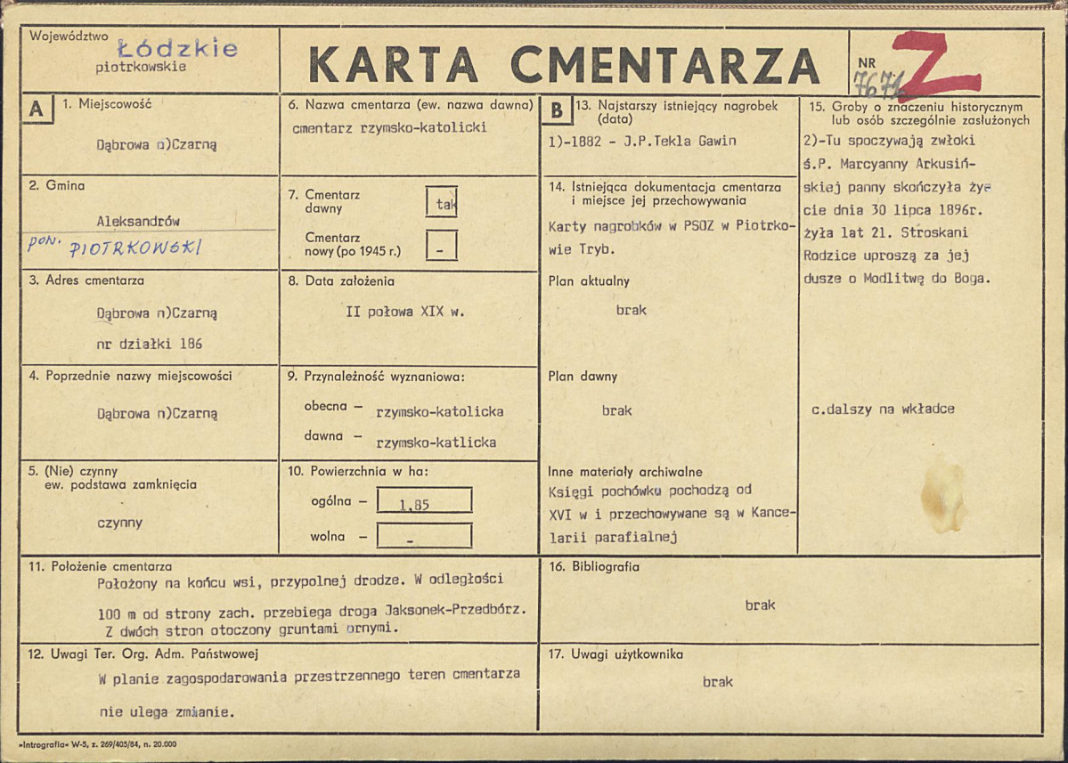 Karta cmentarza, skan nr 1