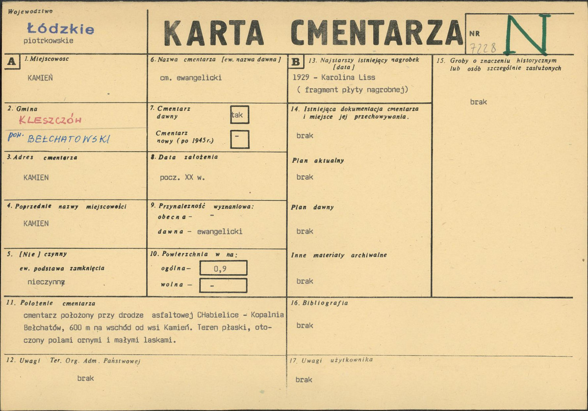 Karta cmentarza, skan nr 1