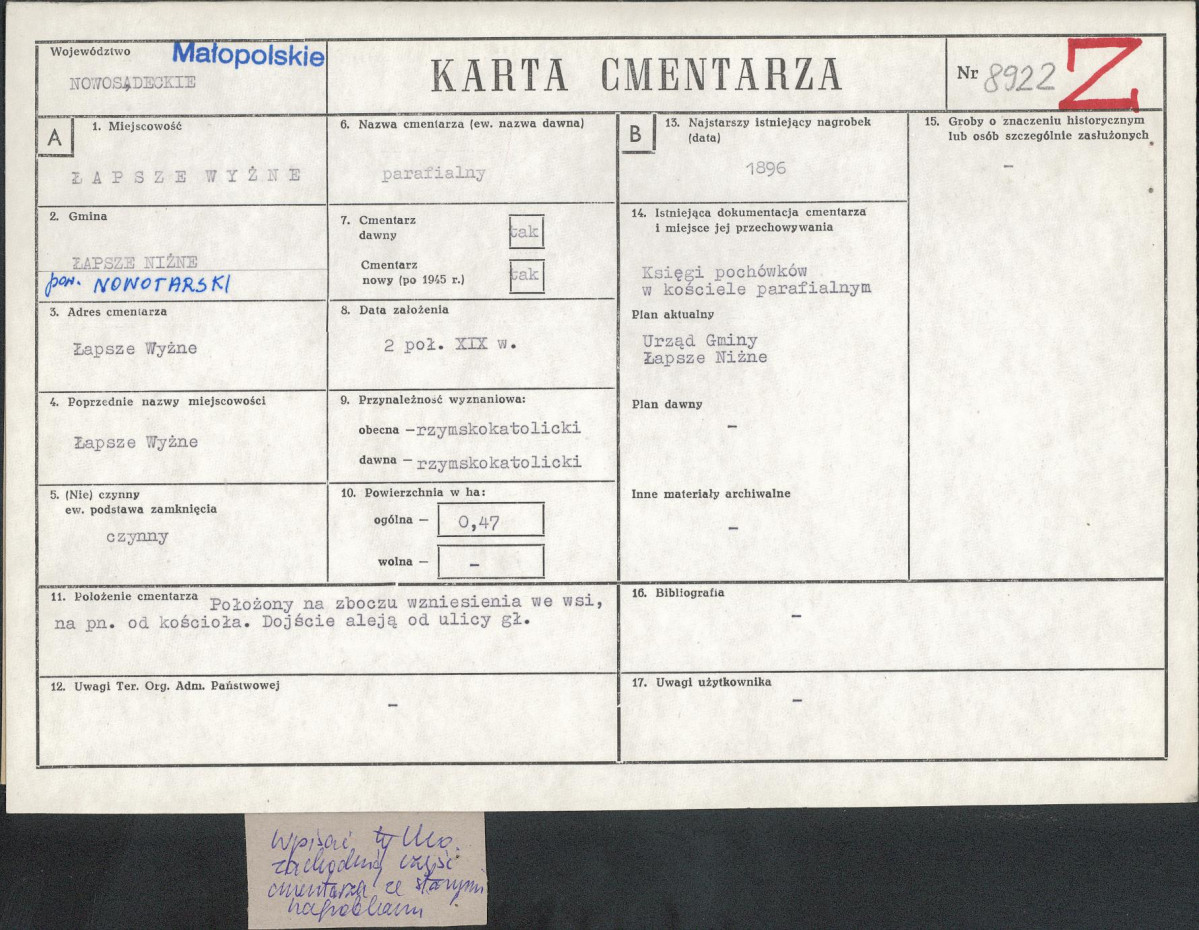 Karta cmentarza, skan nr 1