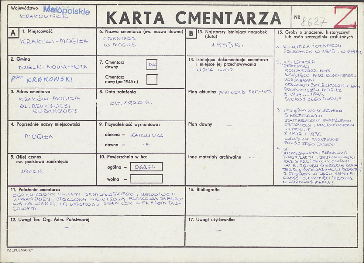 Karta cmentarza, skan nr 1