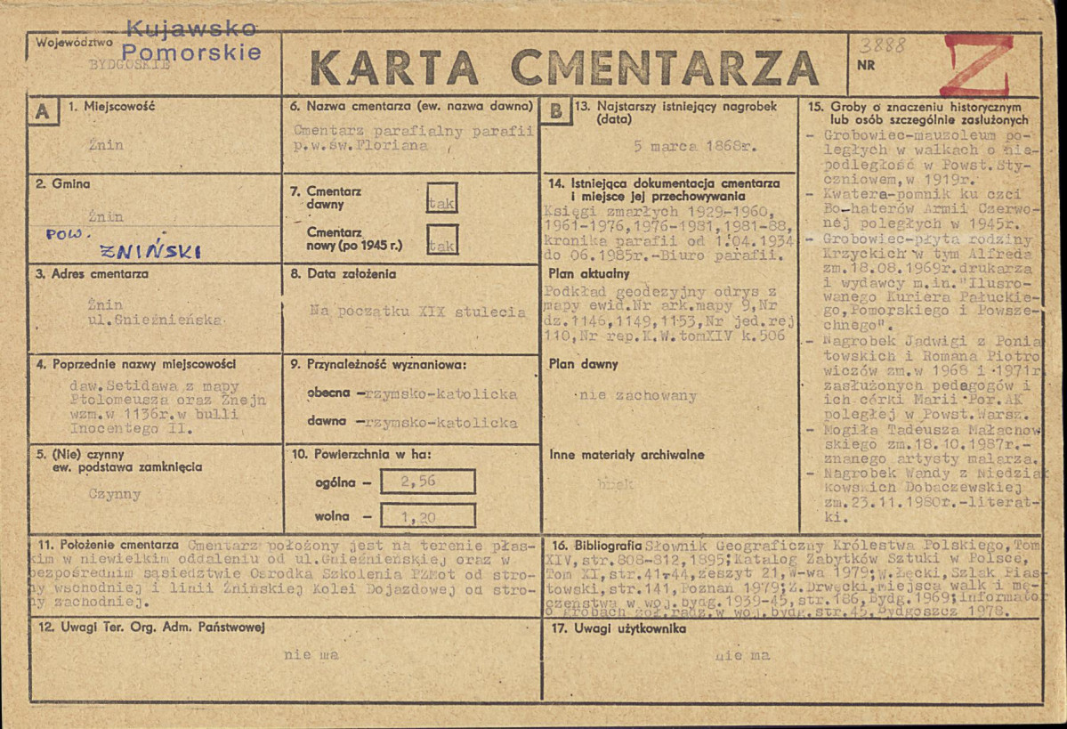KC - Karta cmentarza, skan nr 1