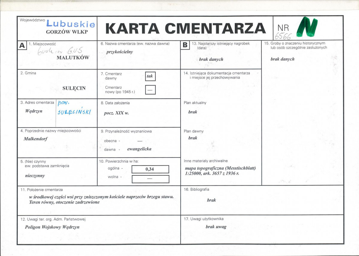 KC - Karta cmentarza, skan nr 1