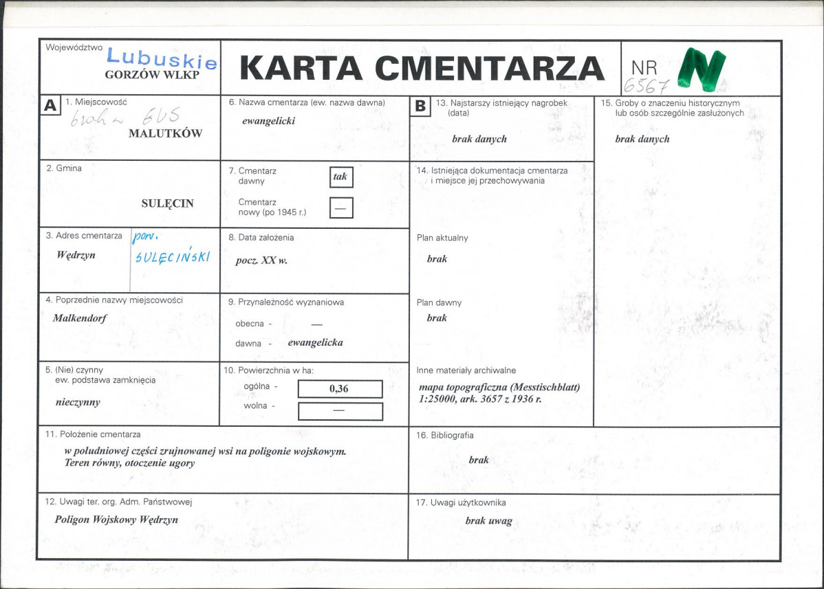 KC - Karta cmentarza, skan nr 1