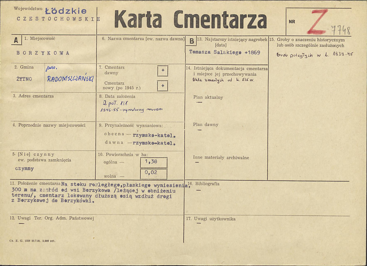 Karta cmentarza, skan nr 1
