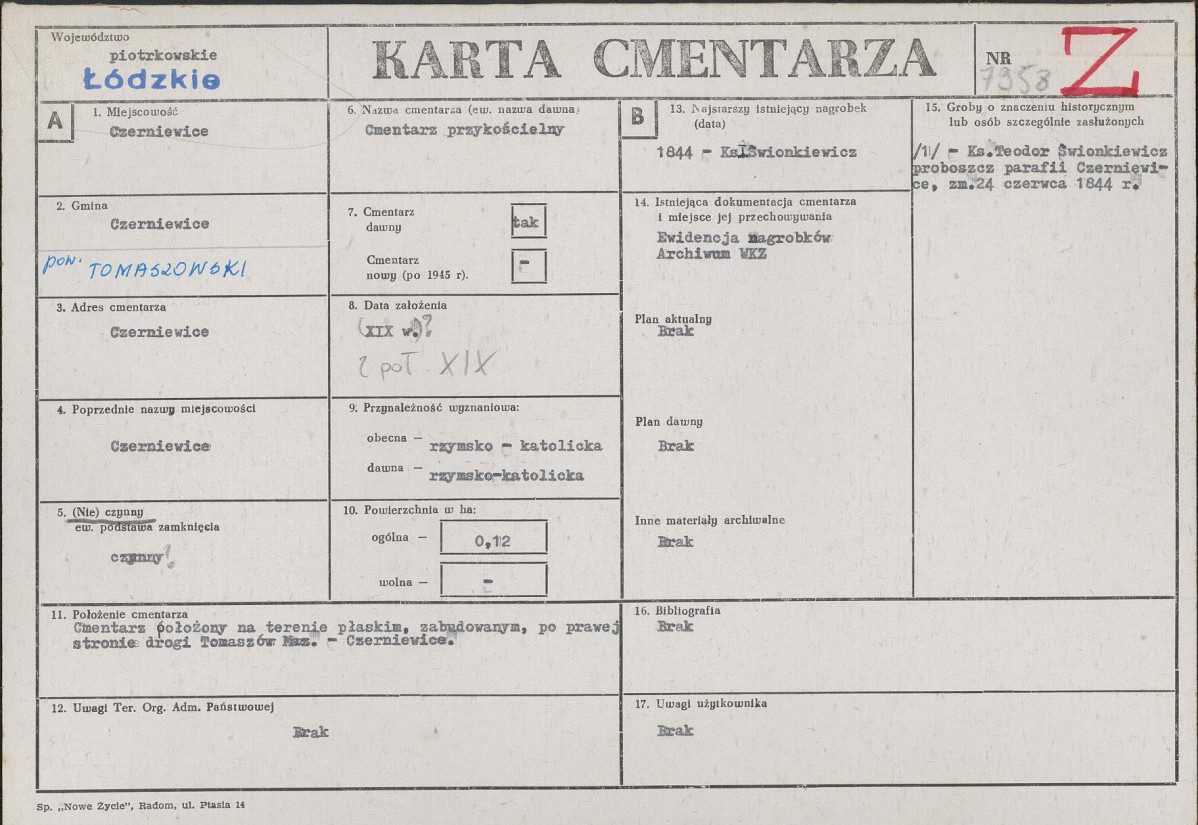 Karta cmentarza, skan nr 1