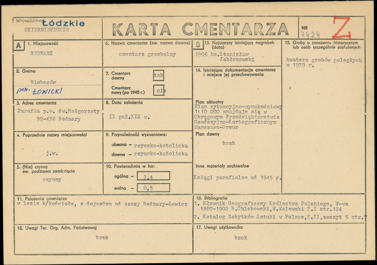 Karta cmentarza, skan nr 1
