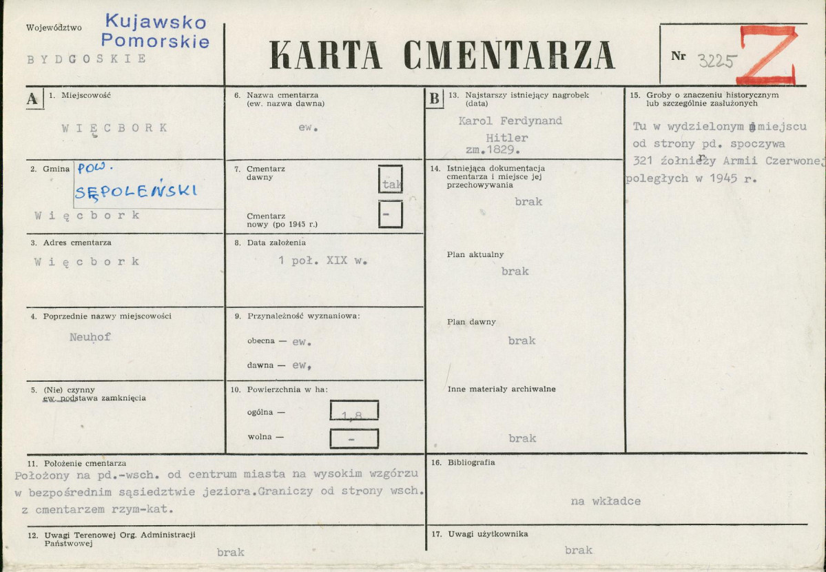 KC - Karta cmentarza, skan nr 1