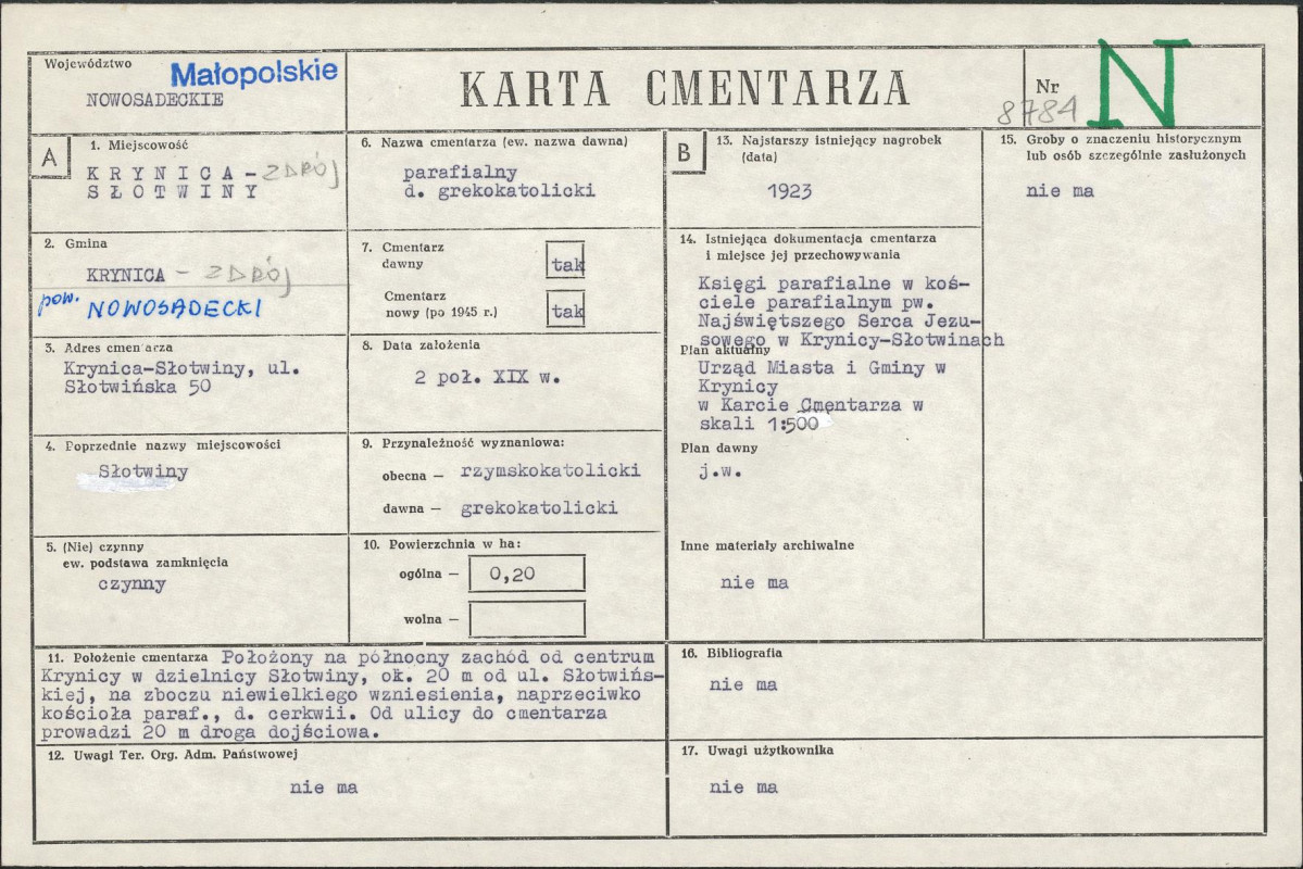 Karta cmentarza, skan nr 1