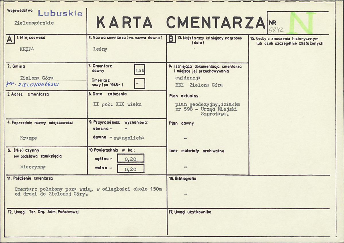 KC - Karta cmentarza, skan nr 1