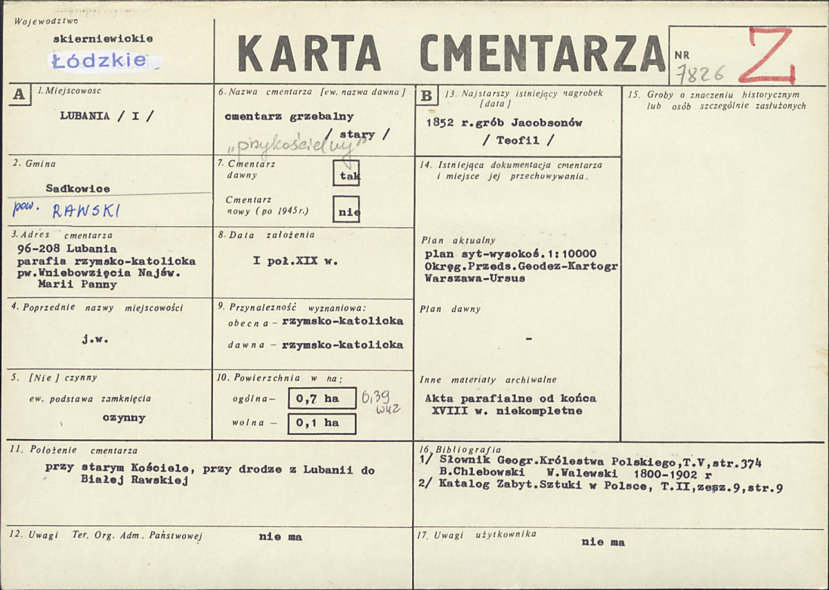 Karta cmentarza, skan nr 1