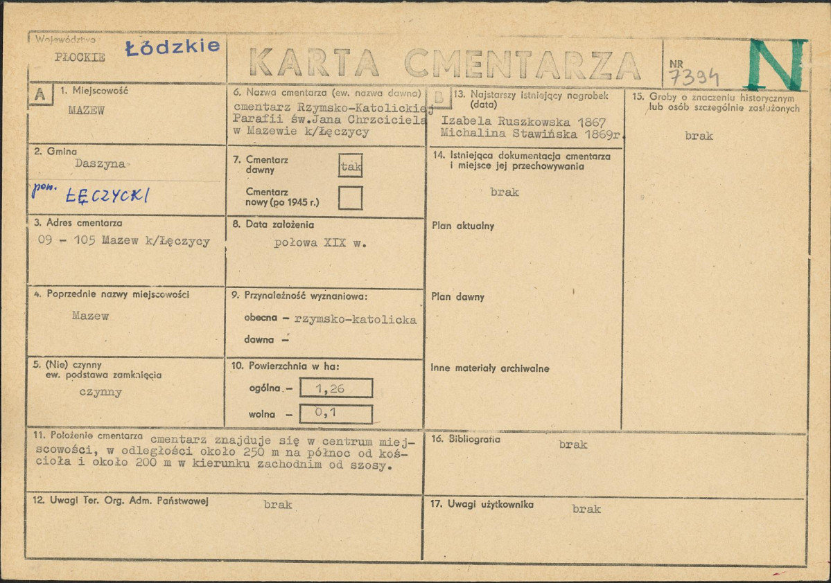 Karta cmentarza, skan nr 1