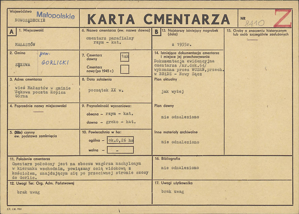 Karta cmentarza, skan nr 1