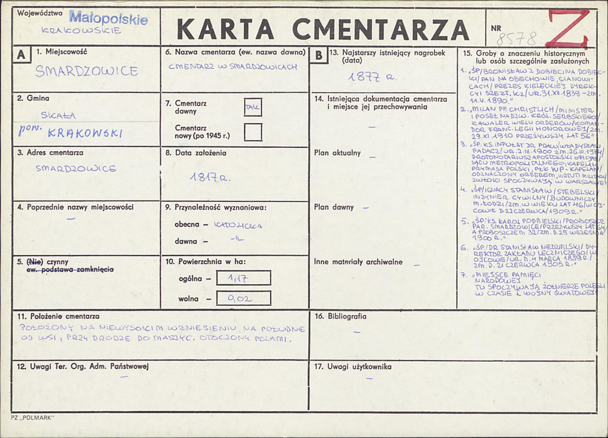 Karta cmentarza, skan nr 1