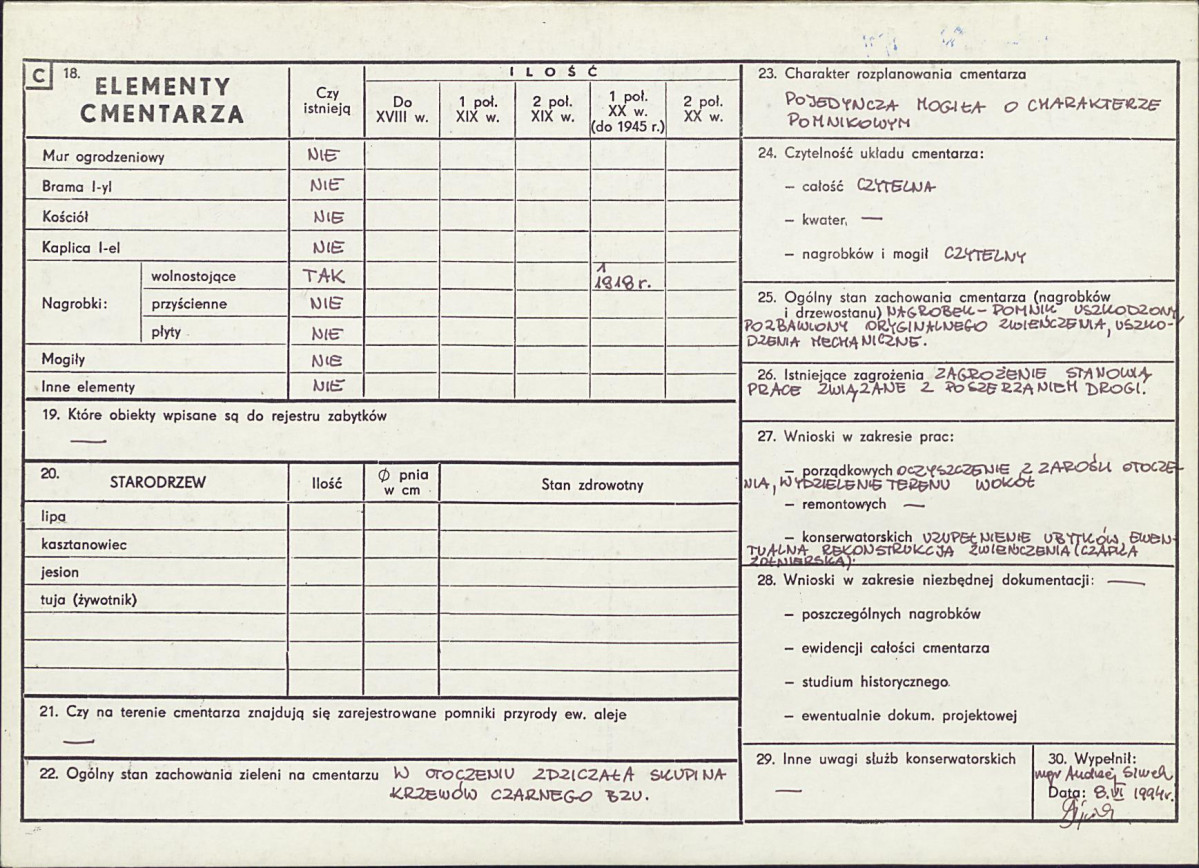 Karta cmentarza, skan nr 2