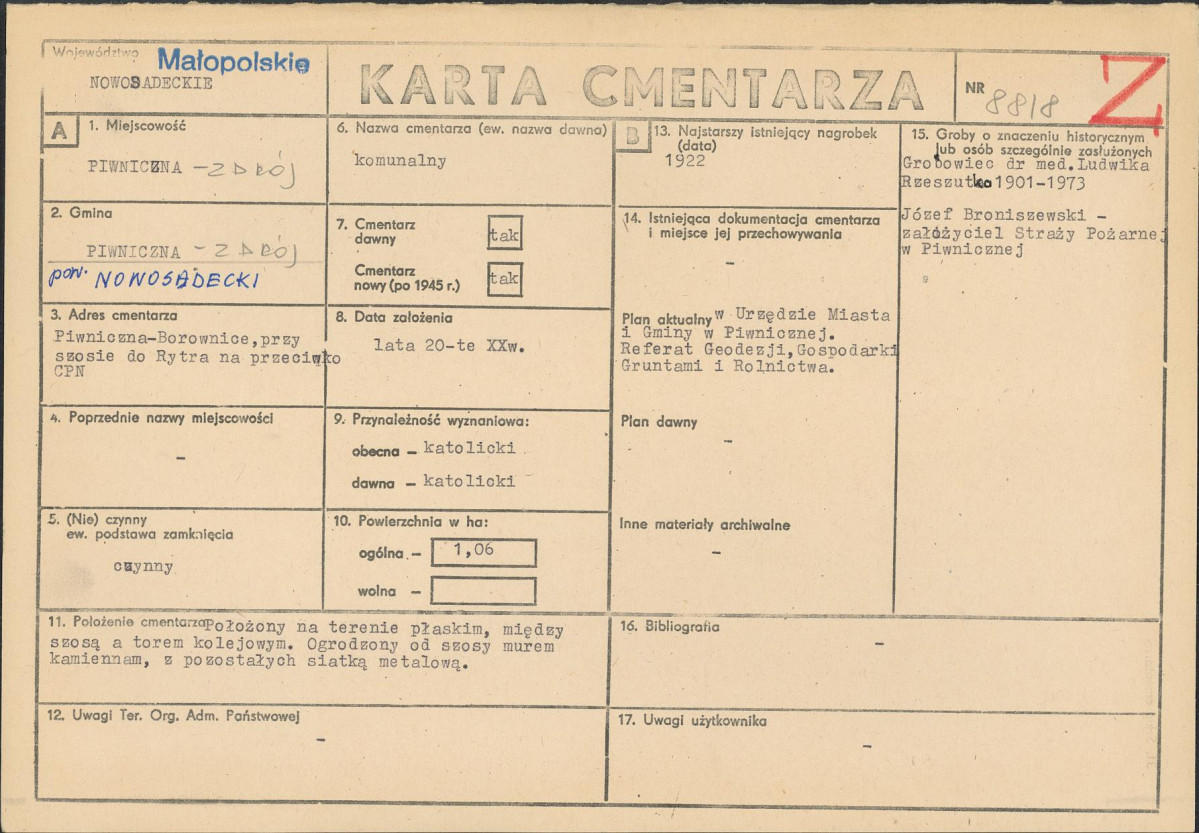 Karta cmentarza, skan nr 1