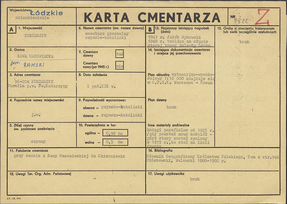 Karta cmentarza, skan nr 1