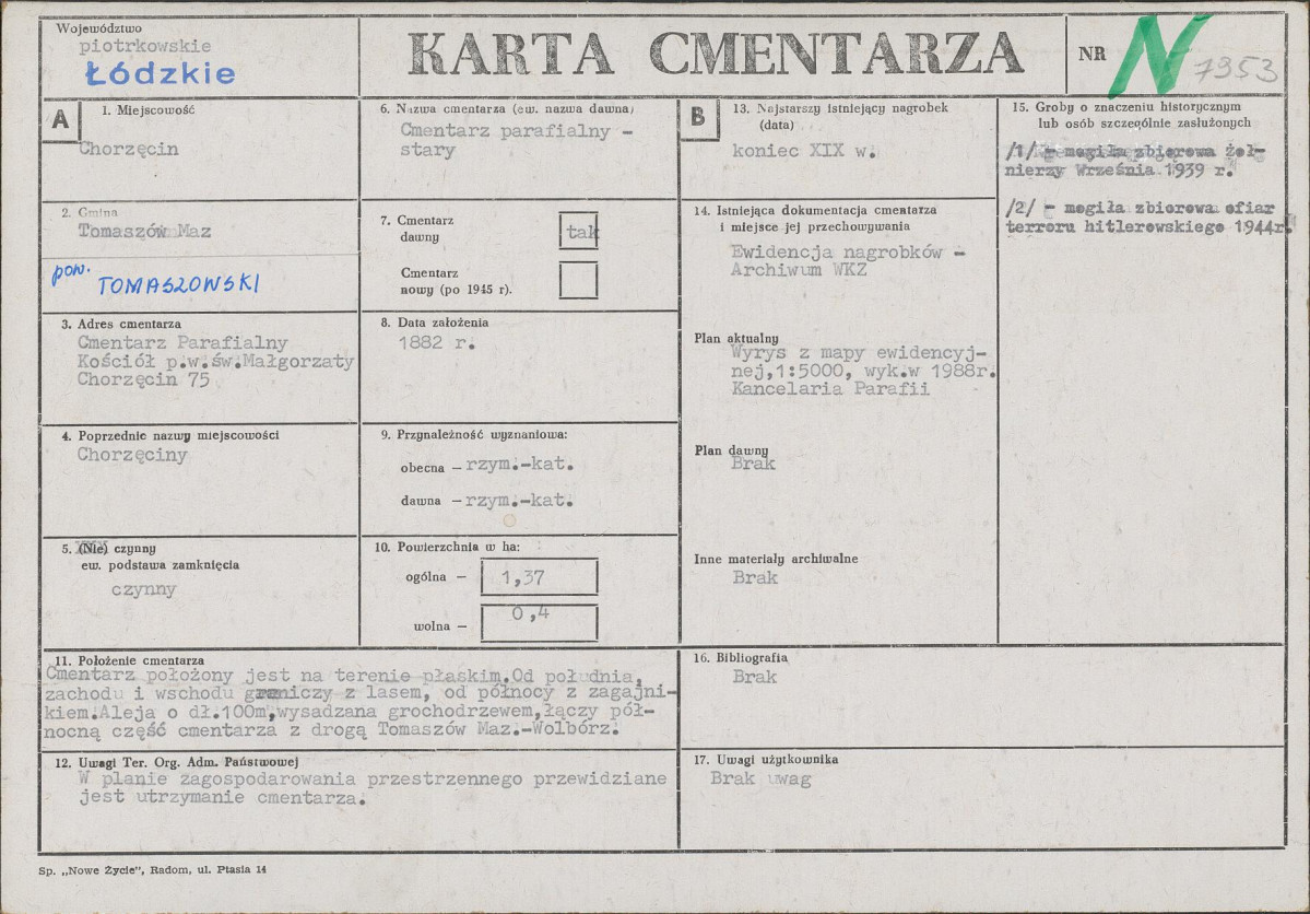 Karta cmentarza, skan nr 1