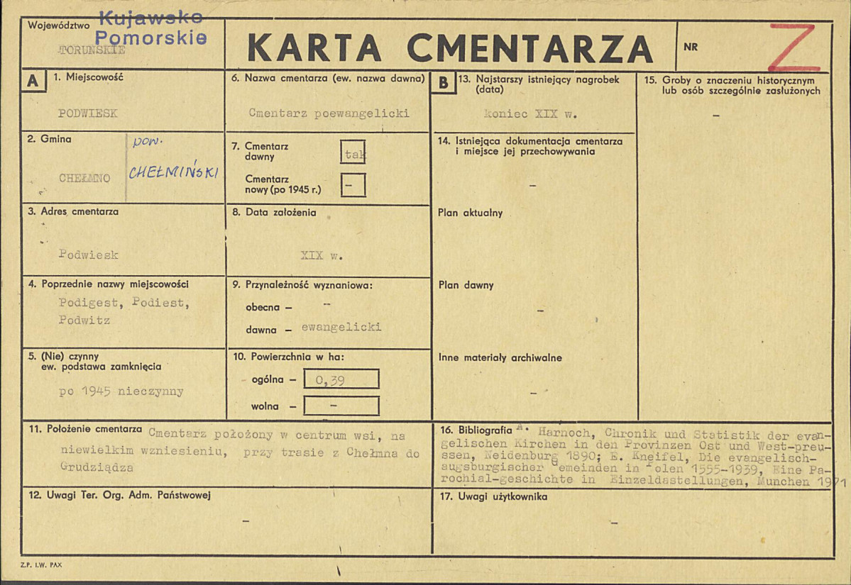 KC - Karta cmentarza, skan nr 1