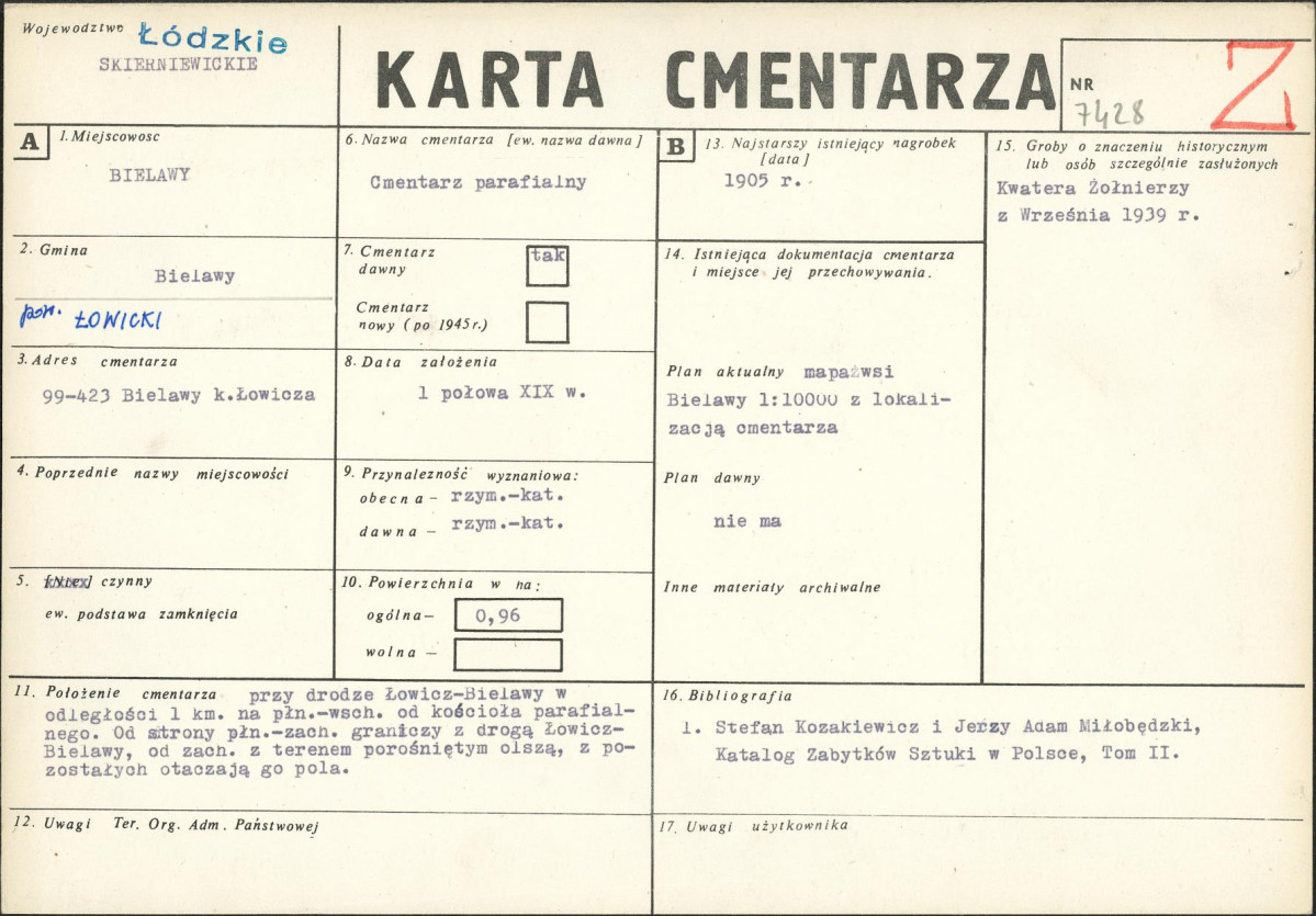 Karta cmentarza, skan nr 1