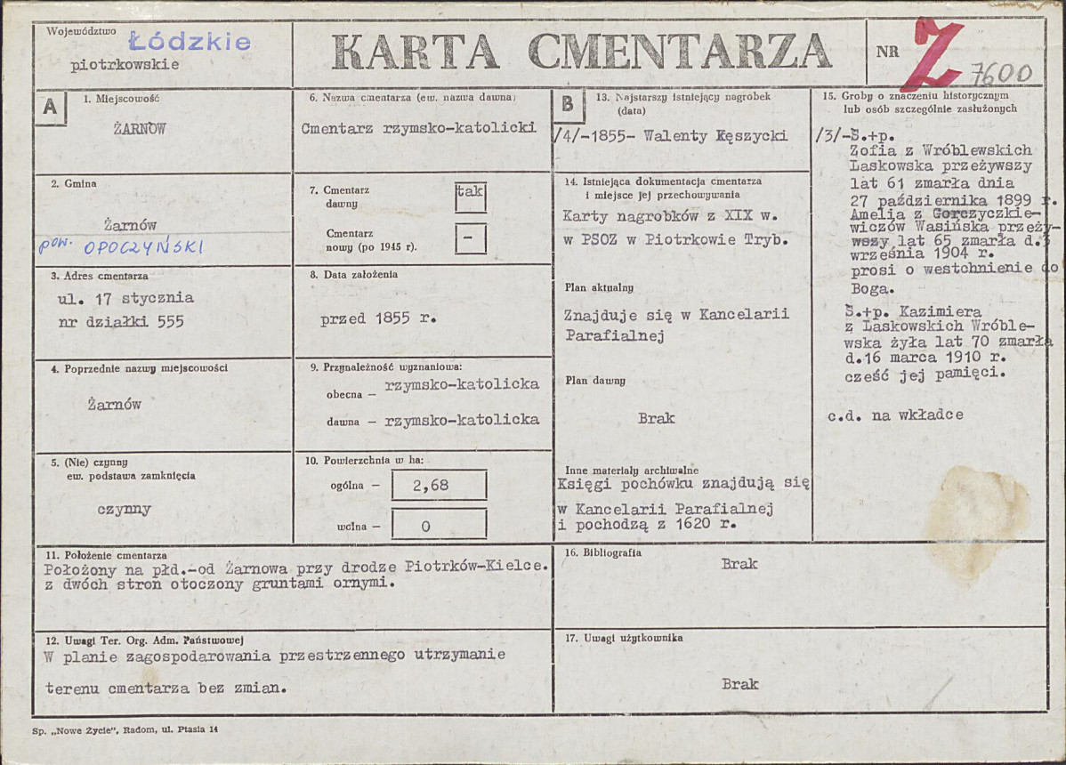 Karta cmentarza, skan nr 1