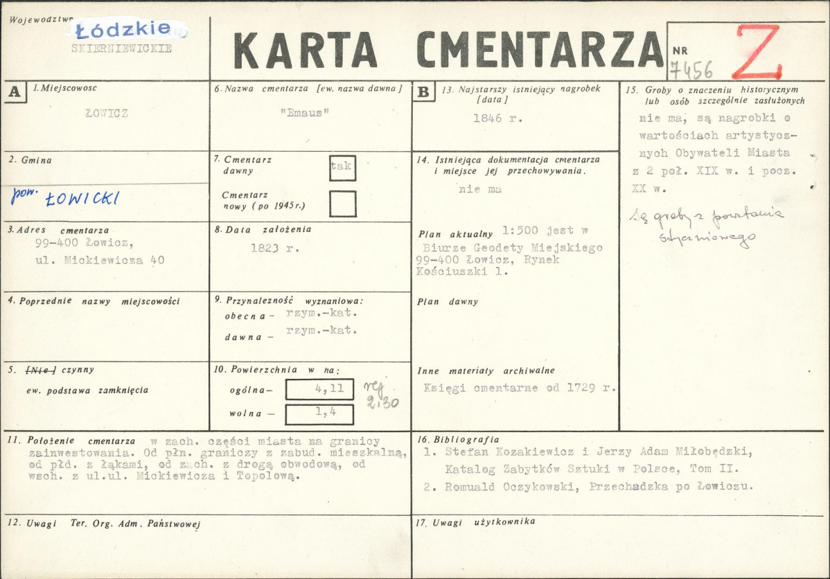Karta cmentarza, skan nr 1