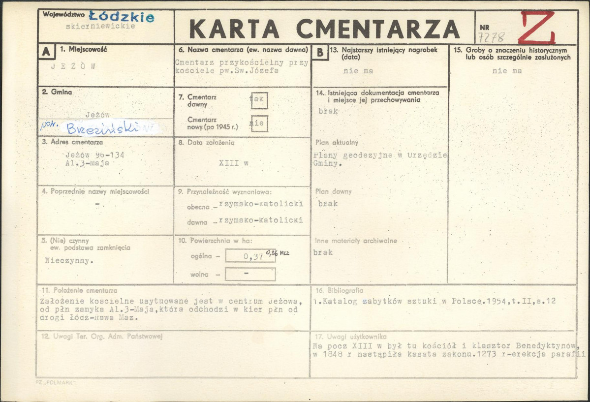 Karta cmentarza, skan nr 1