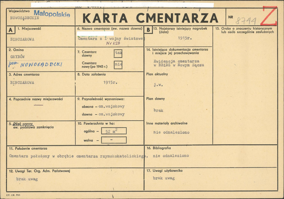 Karta cmentarza, skan nr 1