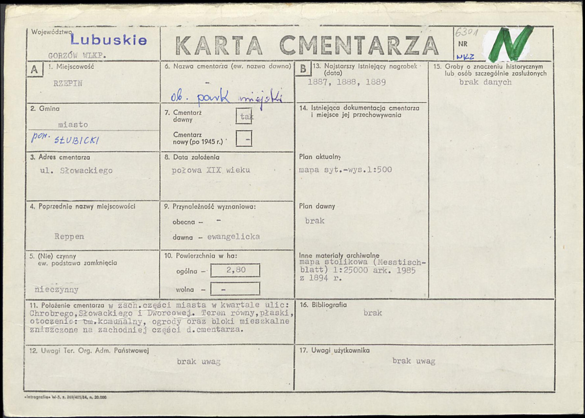 Karta cmentarza, skan nr 1
