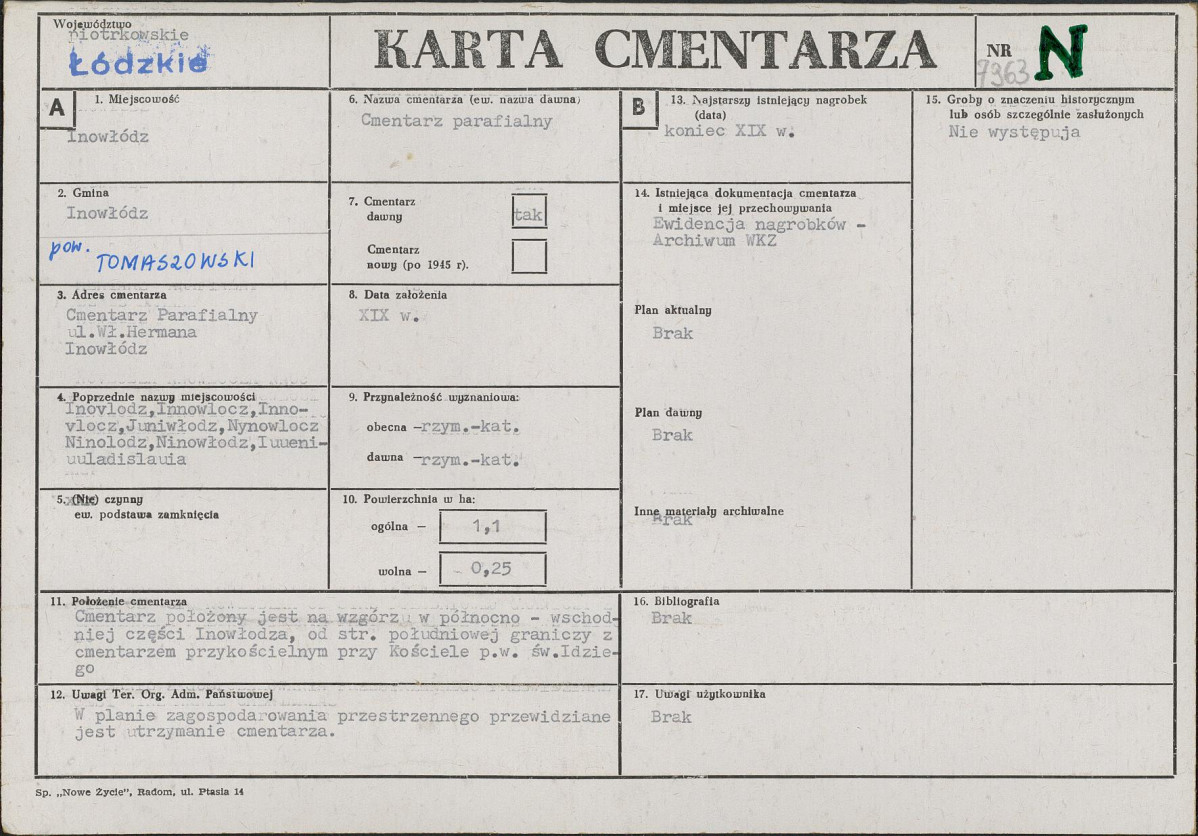 Karta cmentarza, skan nr 1