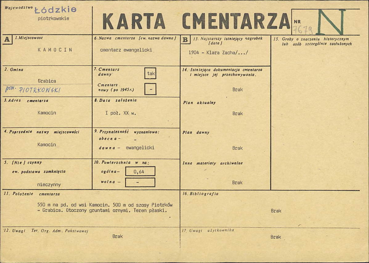 Karta cmentarza, skan nr 1