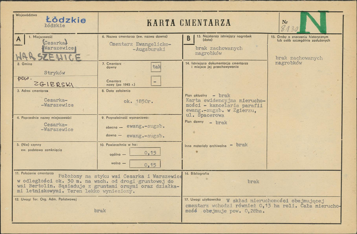 KC - Karta cmentarza, skan nr 1
