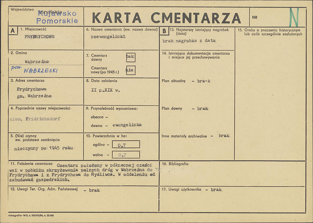 KC - Karta cmentarza, skan nr 1