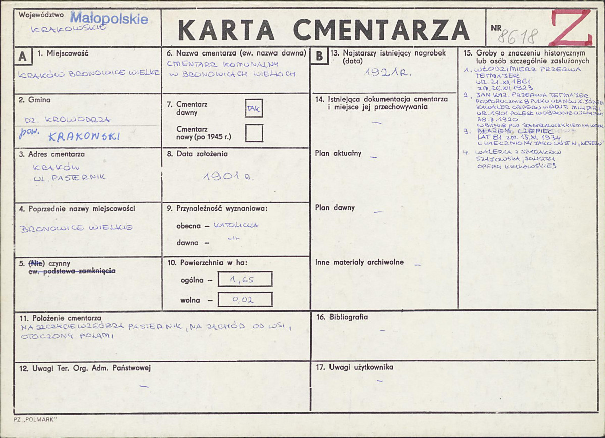 Karta cmentarza, skan nr 1