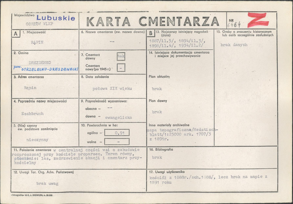 KC - Karta cmentarza, skan nr 1