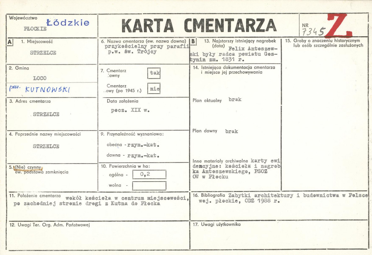 KC - Karta cmentarza, skan nr 1