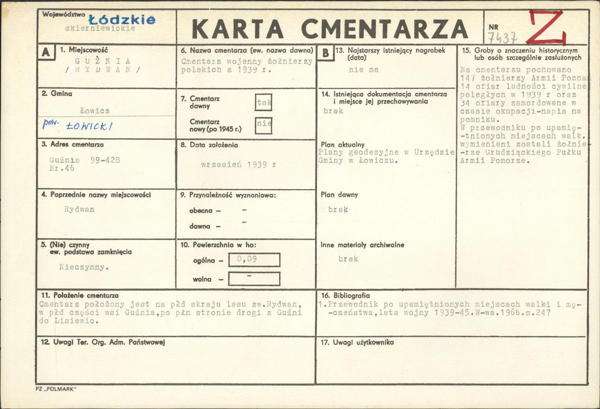 Karta cmentarza, skan nr 1
