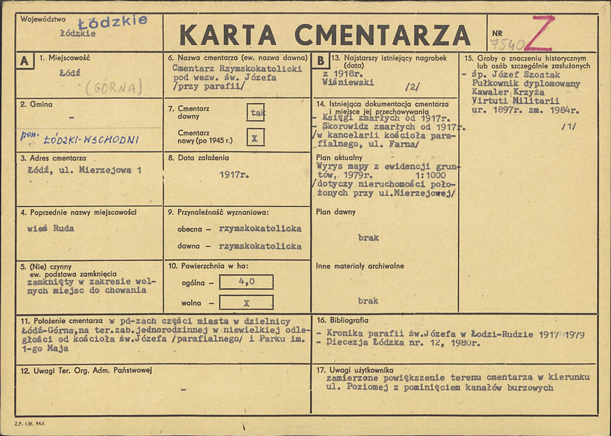 Karta cmentarza, skan nr 1