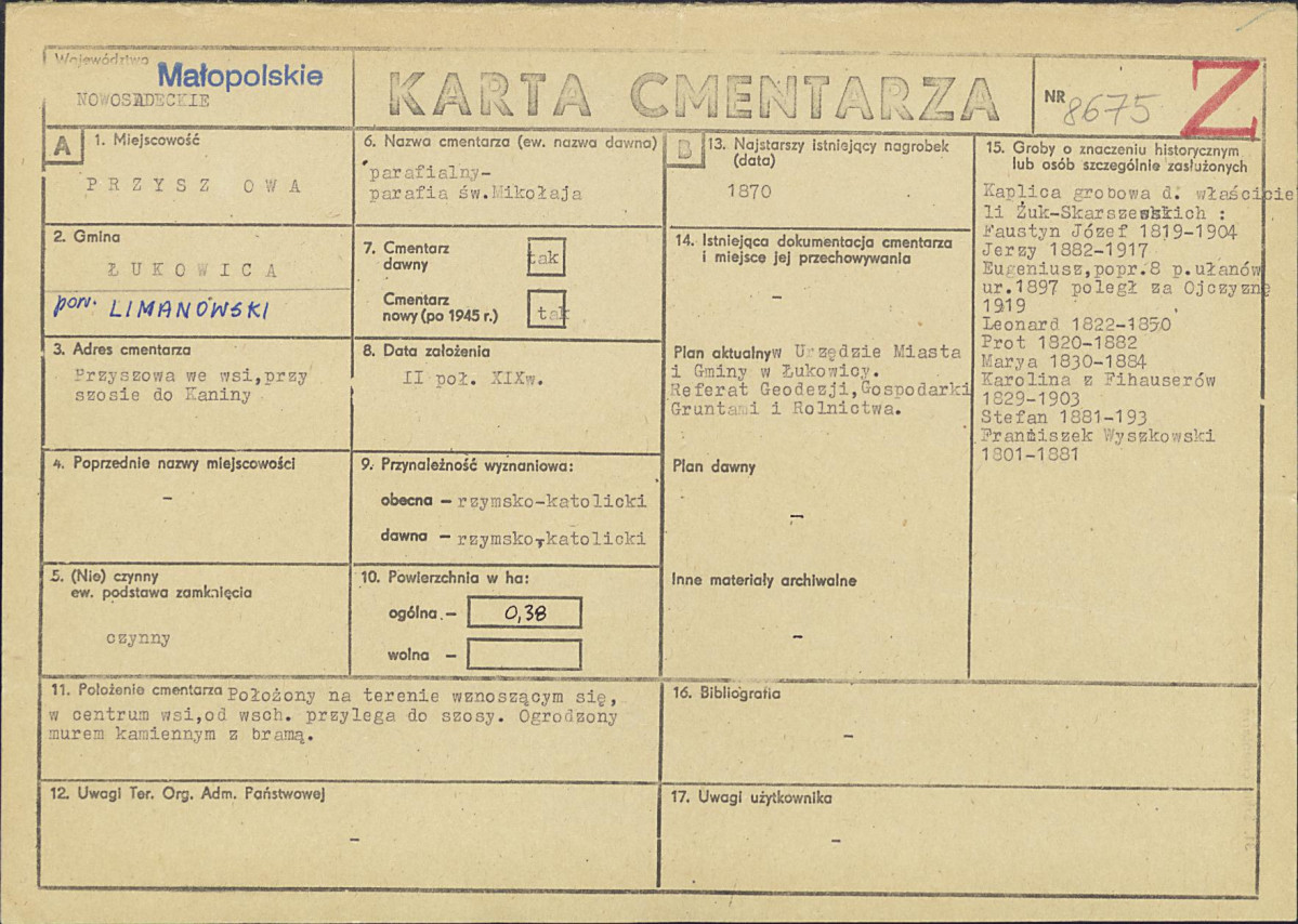 Karta cmentarza, skan nr 1