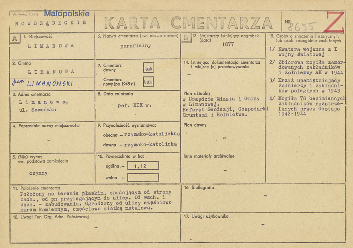 Karta cmentarza, skan nr 1