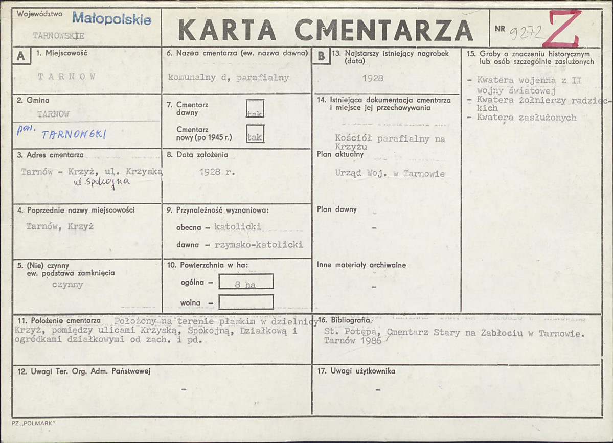 Karta cmentarza, skan nr 1