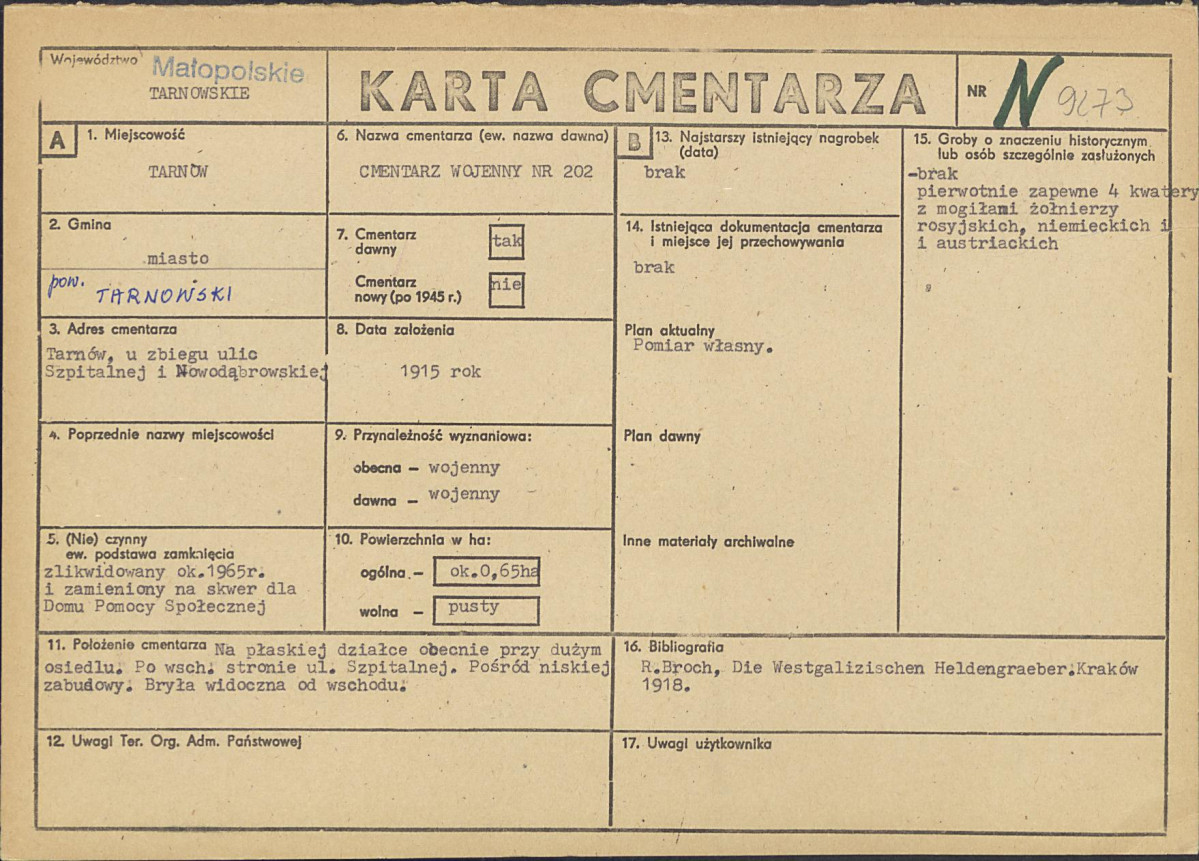 Karta cmentarza, skan nr 1