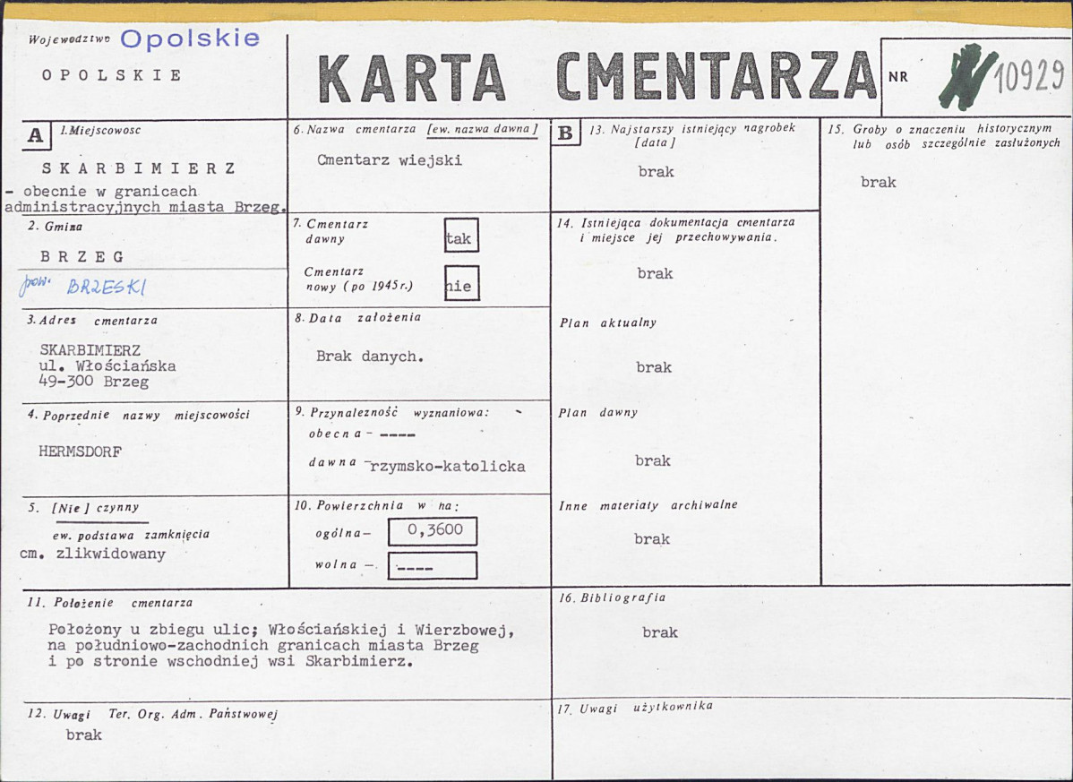 KC - Karta cmentarza, skan nr 1