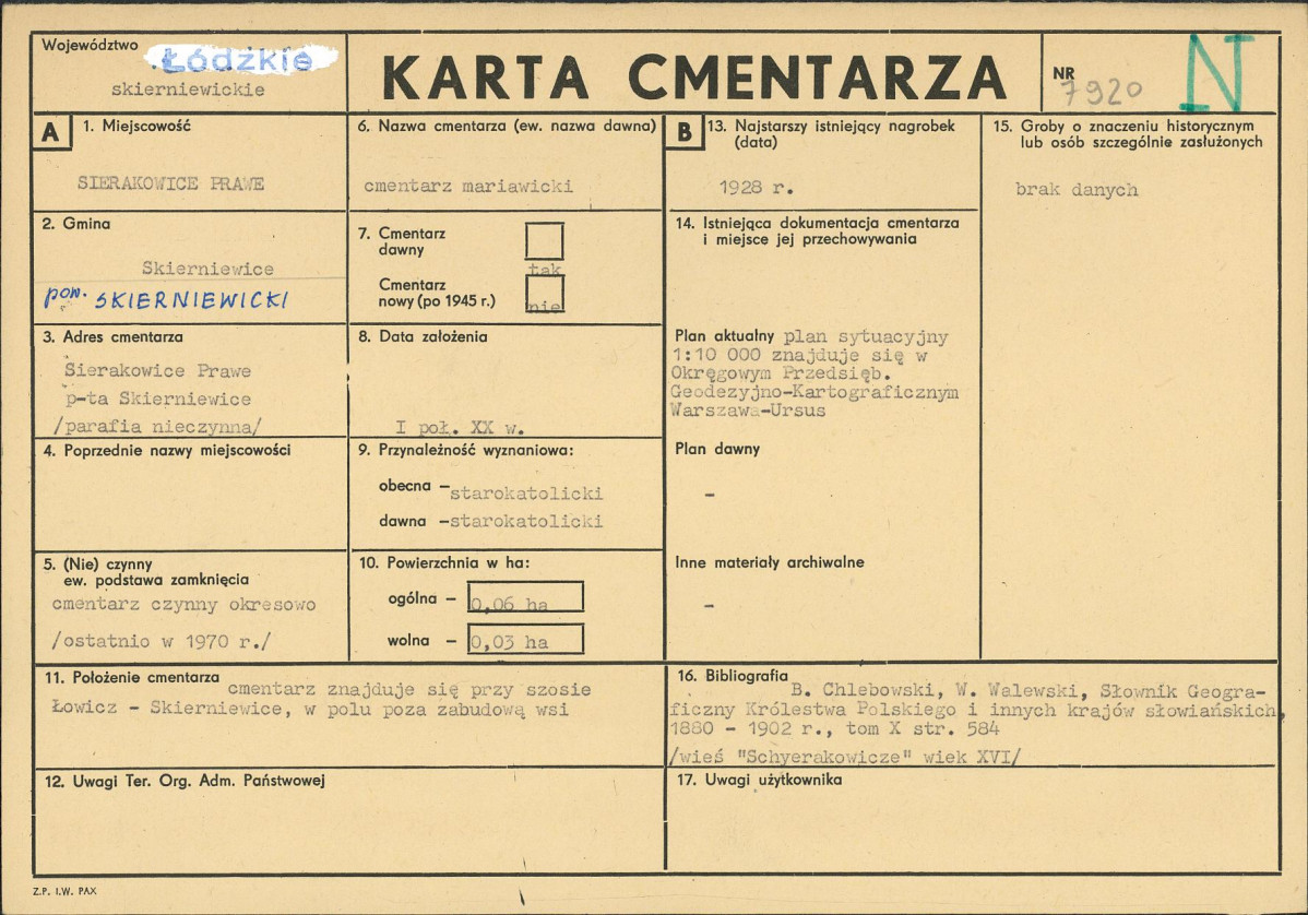 Karta cmentarza, skan nr 1