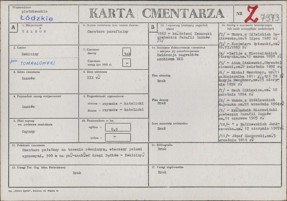 Karta cmentarza, skan nr 1