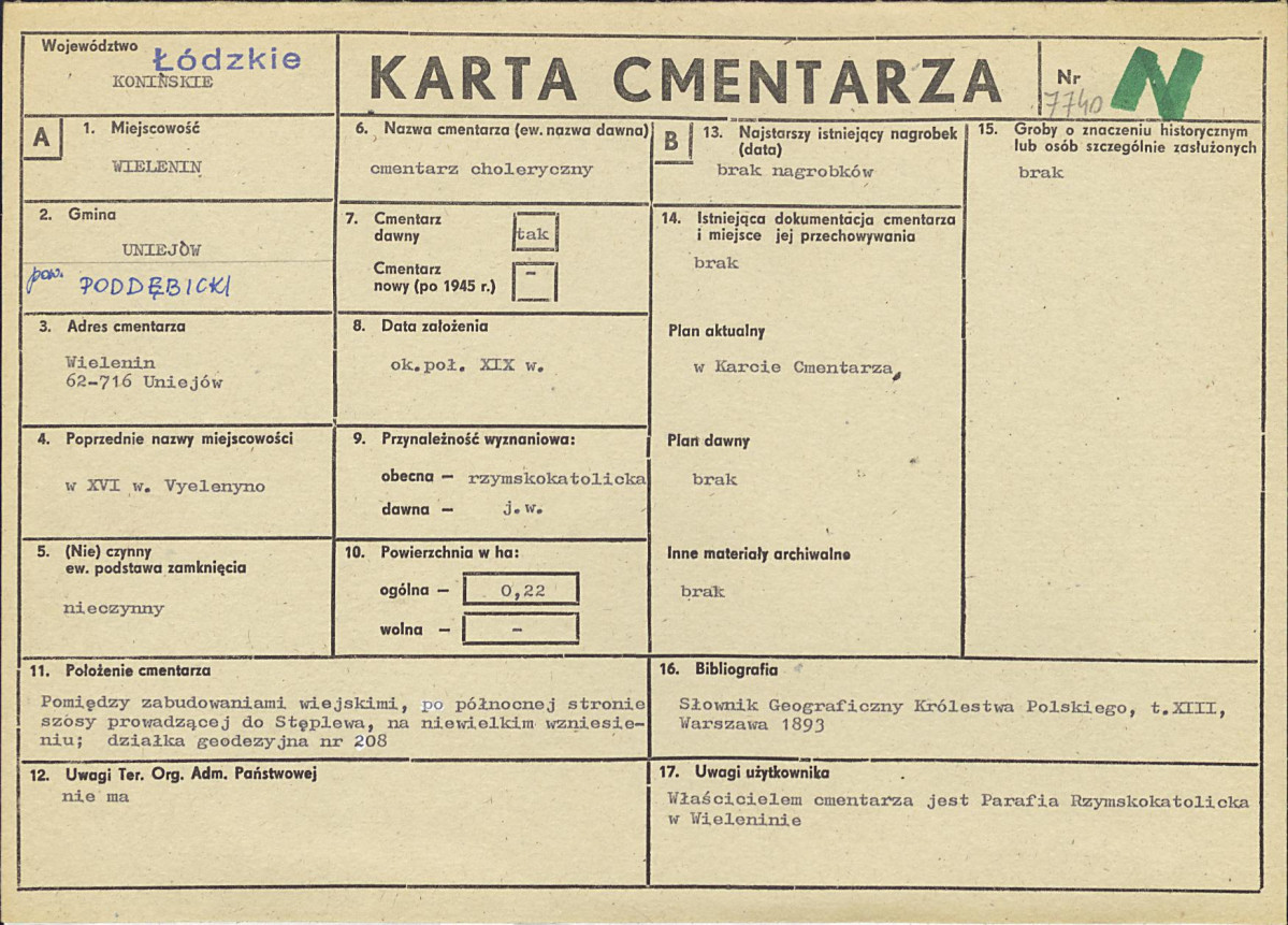 Karta cmentarza, skan nr 1