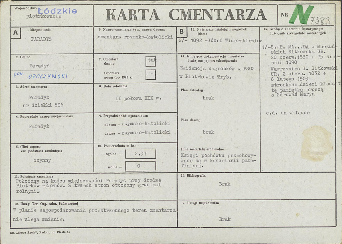 Karta cmentarza, skan nr 1