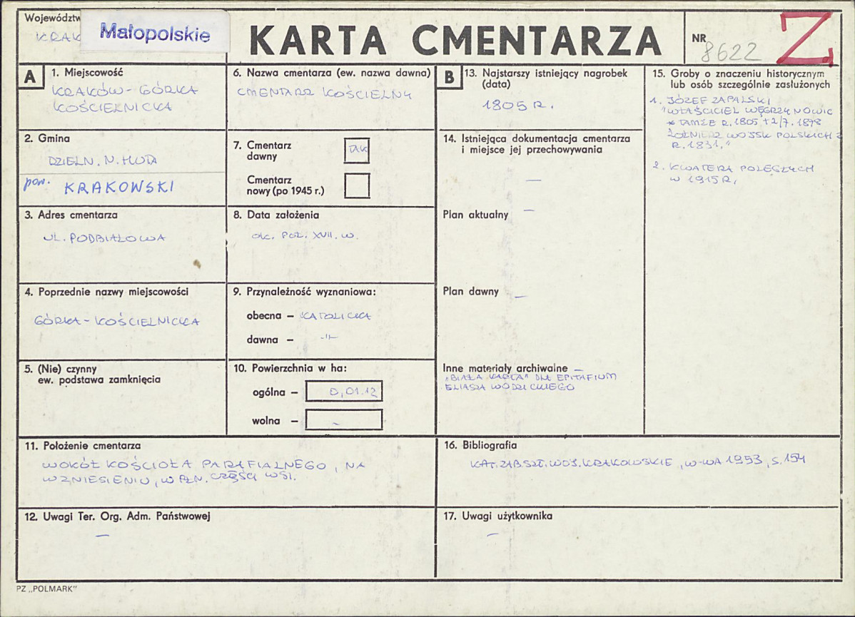 Karta cmentarza, skan nr 1