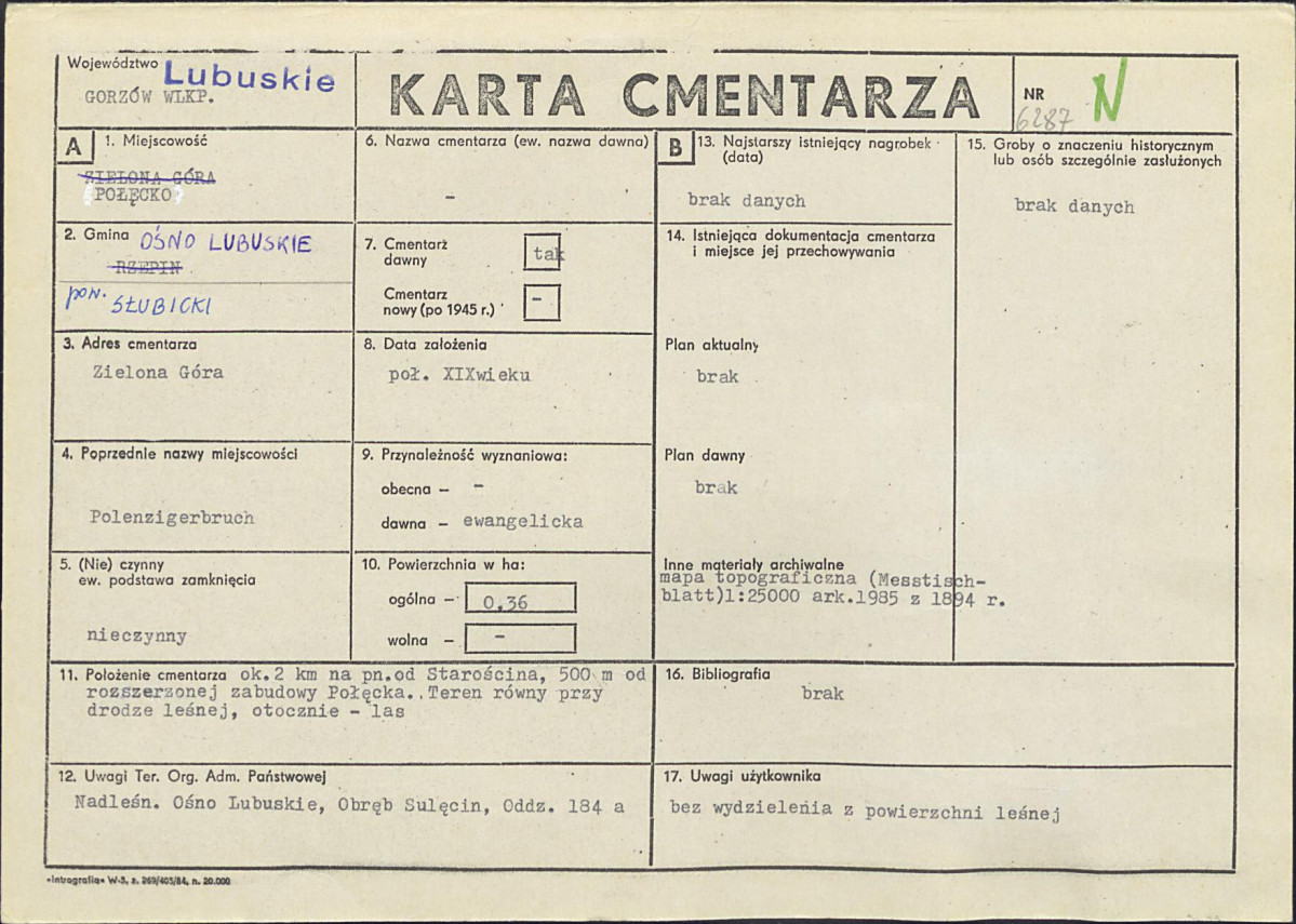 KC - Karta cmentarza, skan nr 1