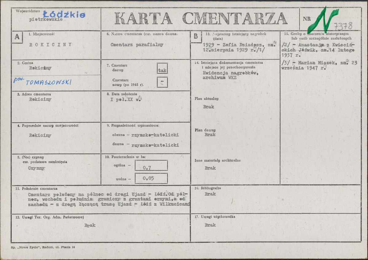 Karta cmentarza, skan nr 1